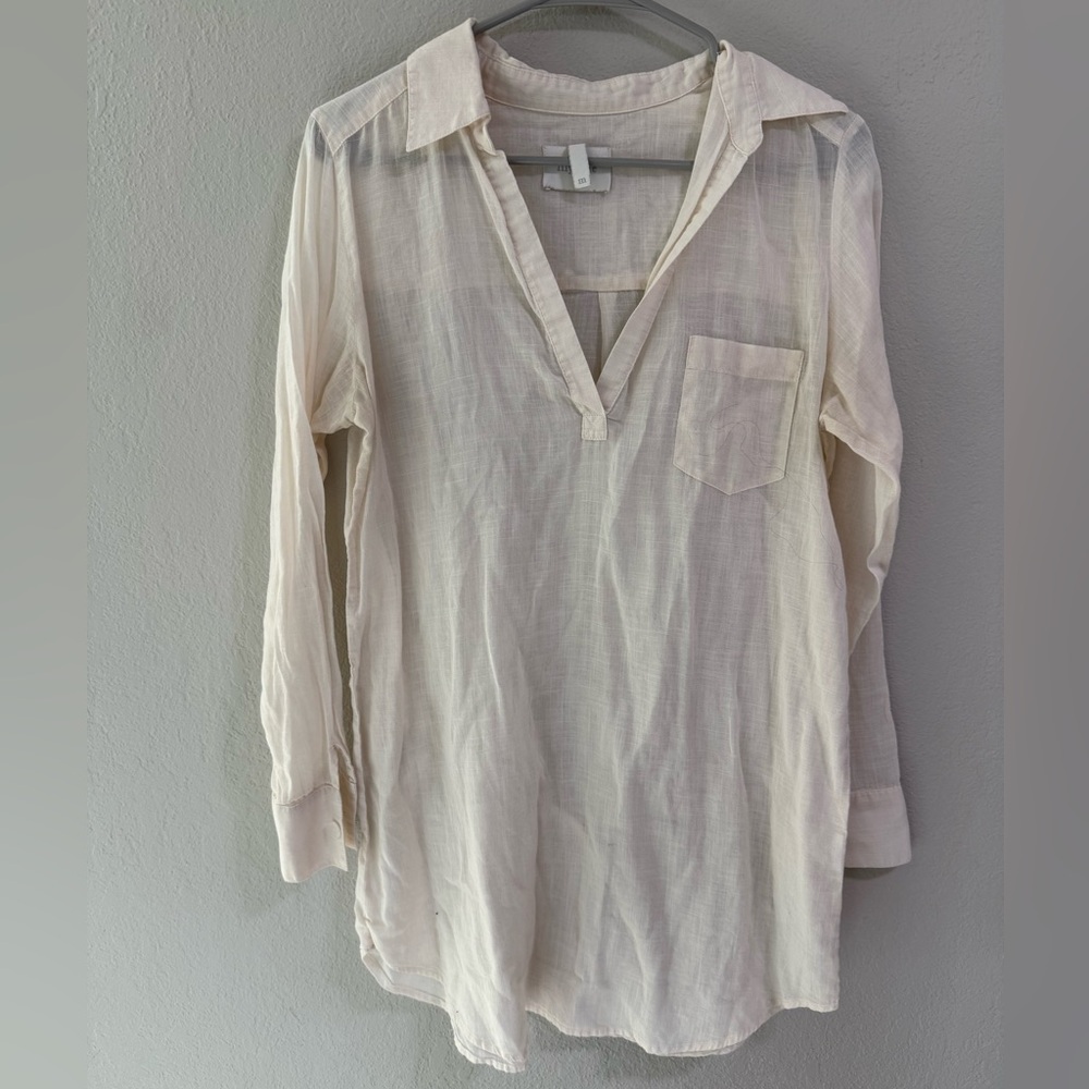 Lily & Jae Ivory Sheer Buttonless Tunic Blouse Size M
